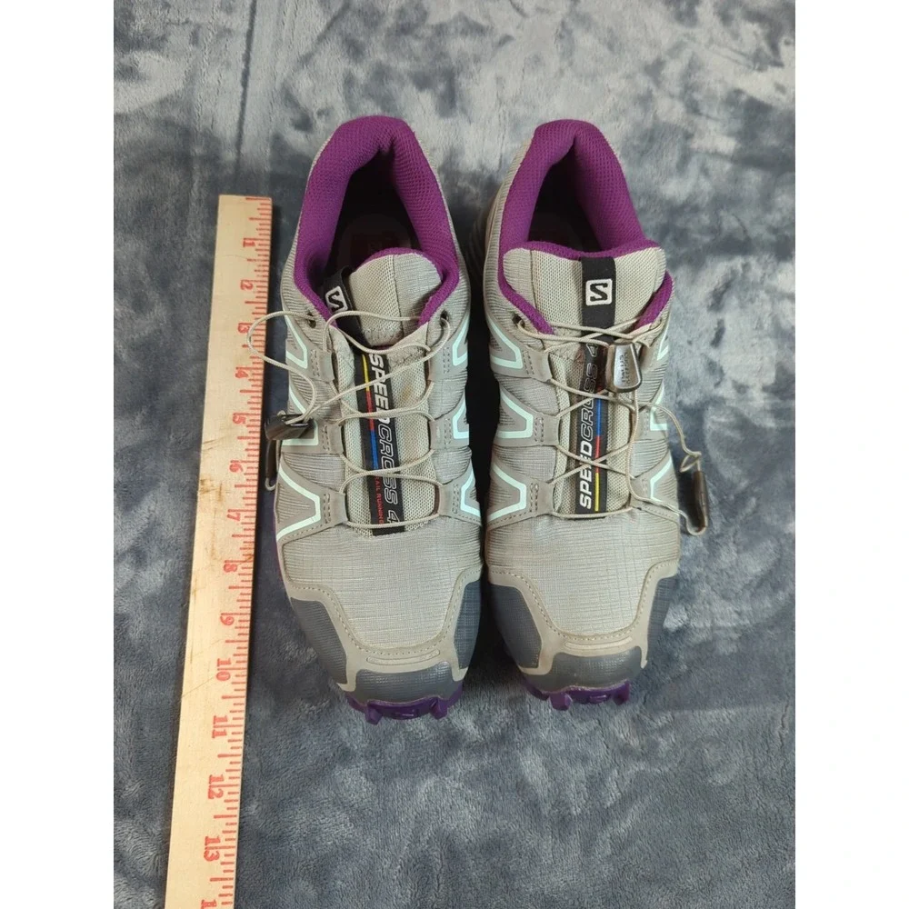 2016 Womens Salomon Speedcross 4 Sz 8.5 Shoes Quarry/Acai/Fair Aqua Trail/Hiking